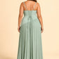 Plus Size Bridesmaid Dress with Pleated Satin and Lace Up Open Back