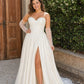 Strapless A-Line Wedding Dress with Basque Waist Beading Slit Open Back for Plus Size Brides