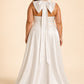 Plus Size Satin Wedding Dress with Bow Back Slit and Chapel Train