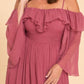 Flowy Bridesmaid Dress with Ruched Bodice and Soft Feminine Ruffle Accents for Elegant Weddings