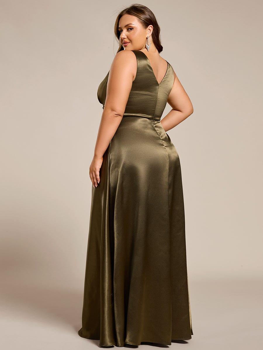 Plus Size Satin Maxi Formal Dress with Pockets