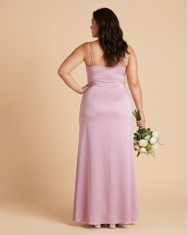 Silvarelle Minimalist Plus Size Sheath Bridesmaid Dress with Soft Chiffon for Wedding -N0365