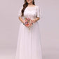 Plus Size Women's Embroidery Evening Dresses with Short Sleeve