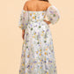 Plus Size A-Line Wedding Dress with Detachable Puff Sleeves and Embroidered Mesh