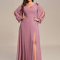 Plus Size Open Lantern Sleeve A-Line Bridesmaid Dress