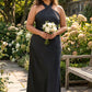 Elegant Plus Size Halter Neck Stretch Satin Bridesmaid Dress