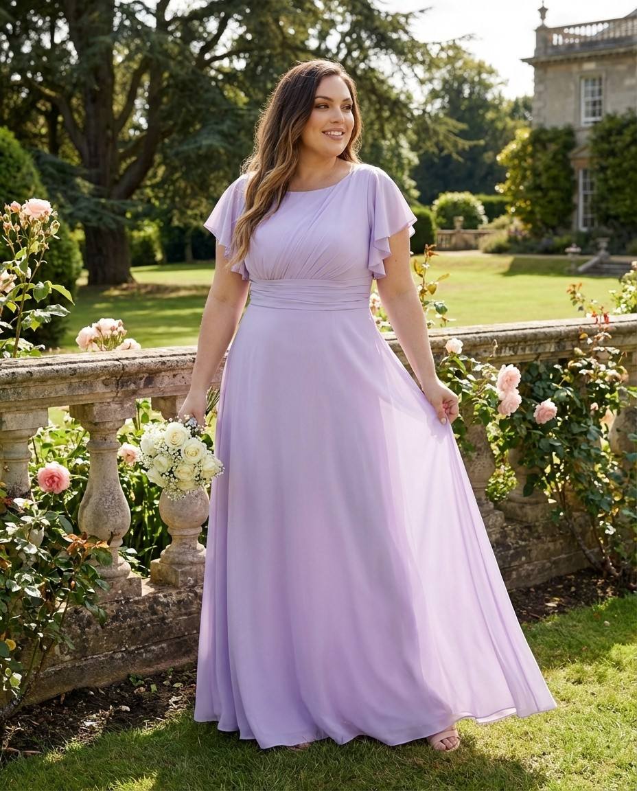 Avenleigh Soft Chiffon Plus Size A-Line Bridesmaid Dress with Flowing Skirt - N0339