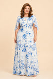 Plus Size Mother of the Bride Dress with Floral Print and Rhinestone Trim