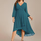 Plus Size Chiffon A-Line 3/4 Sleeves Asymmetrical Hem Wedding Guest Dress