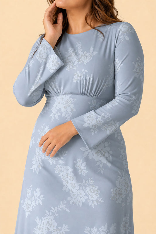 Floral Satin Charmeuse Plus Size Bridesmaid Dress with Elegant Peony Print Bridesmaid Gown Style