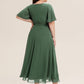 Plus Size Chiffon Ruffle Sleeve Formal Dress