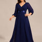 Plus Size Empire Waist Pleated Chiffon Long Sleeves Formal Evening Dress
