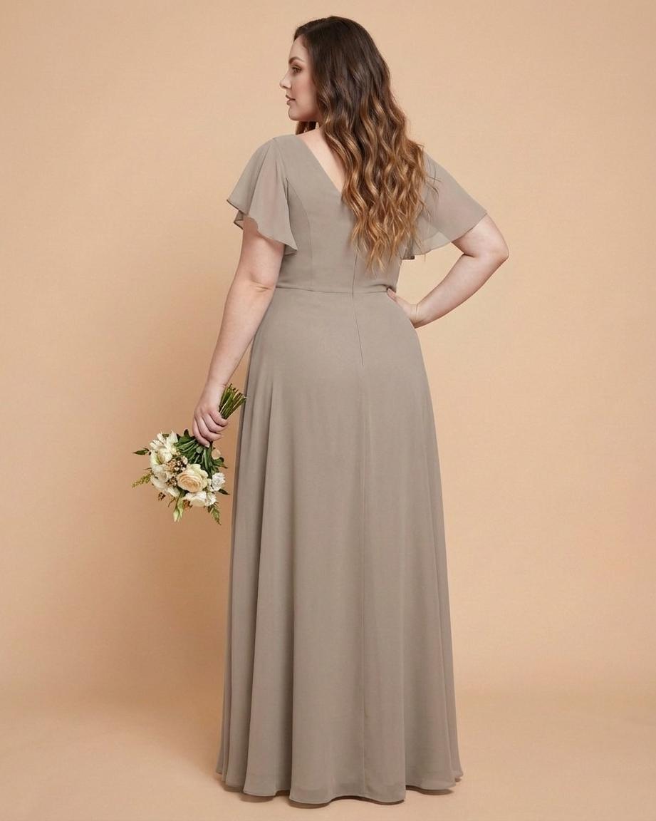 Avenleigh Plus Size Classic A-Line Chiffon Bridesmaid Dress Floor Length for Wedding - N0329