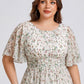 Plus Size Pleated Round Neckline A-Line Midi Chiffon Wedding Guest Dress