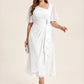Plus Size Pleated Chiffon Ruffle Sleeve Wedding Guest Dress