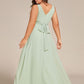 Plus Size Strapless V-Neck A-Line Lace-Up Bridesmaid Dress