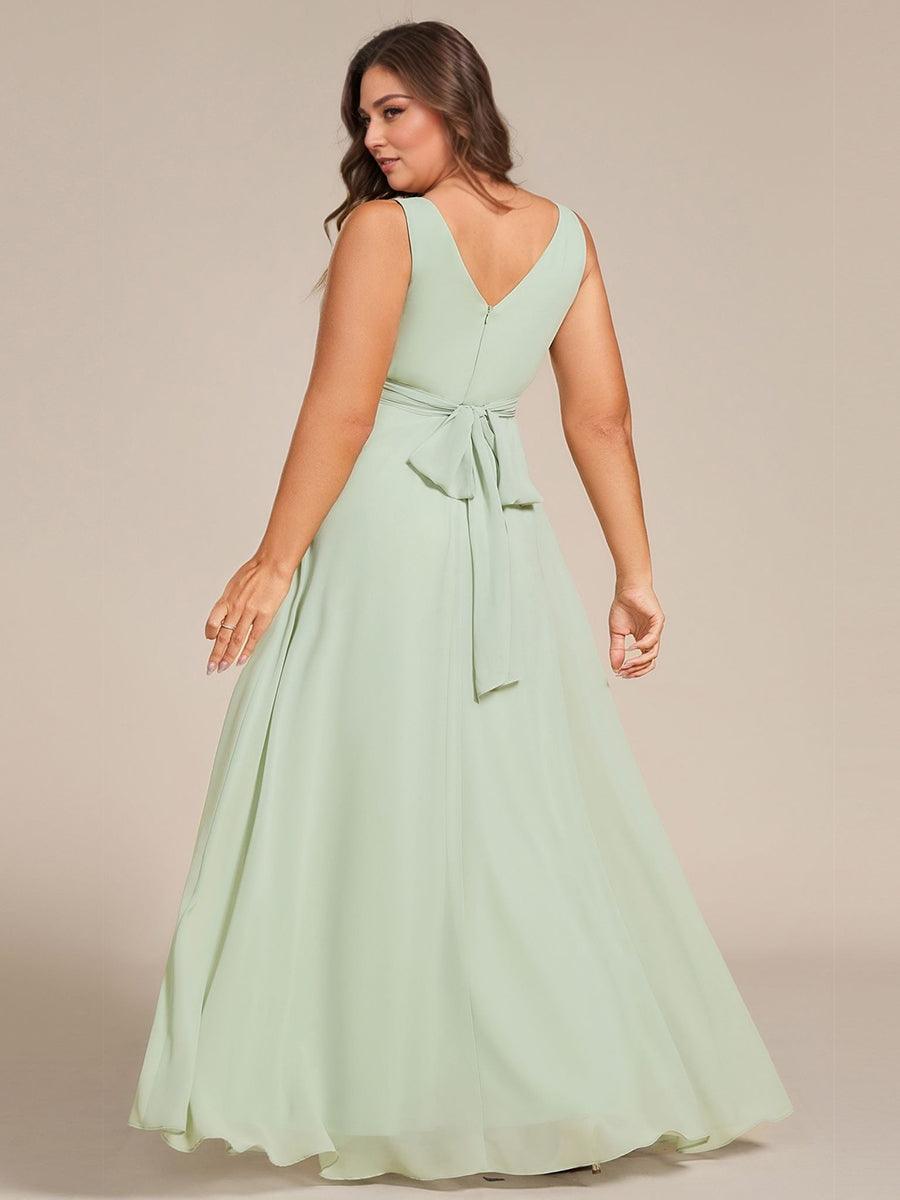 Plus Size Strapless V-Neck A-Line Lace-Up Bridesmaid Dress