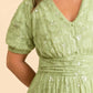 Plus Size Floral Sequin Bridesmaid Dress with Puff Sleeves and A-Line Skirt