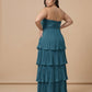 Chantarae Plus Size Romantic A-Line Ruffled Satin Bridesmaid Dress for Wedding Occasions -N0379