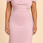 Plus Size Off Shoulder Ruched Bridesmaid Dress with Statement Back Bow