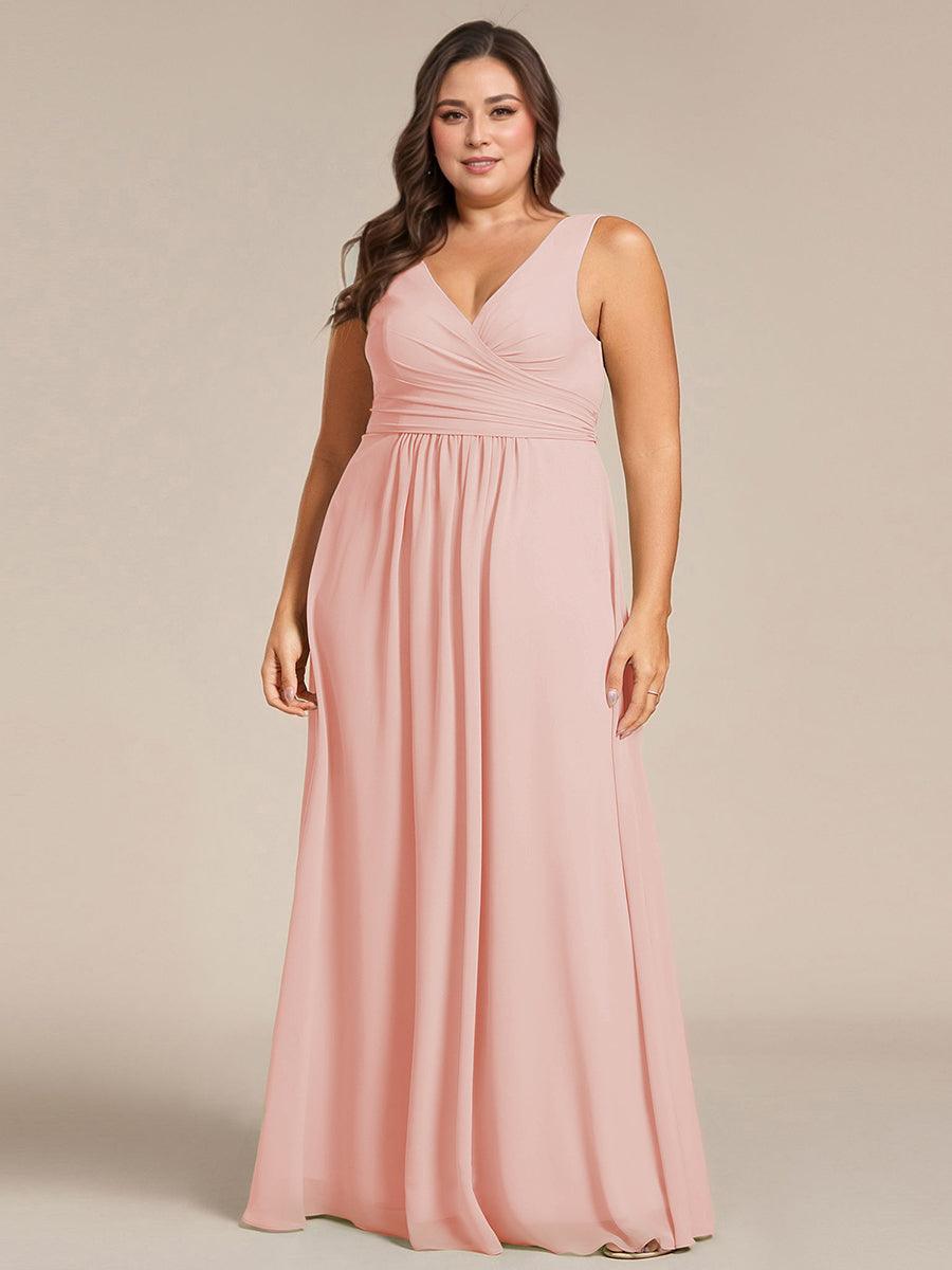 Plus Size Strapless V-Neck A-Line Lace-Up Bridesmaid Dress