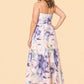 Plus Size Mother of the Bride Organza A Line Dress with Floral Print and Matching Wrap