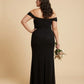 Elanthia Plus Size Modern Sheath Bridesmaid Dress with Ruched Bodice for Wedding -N0349