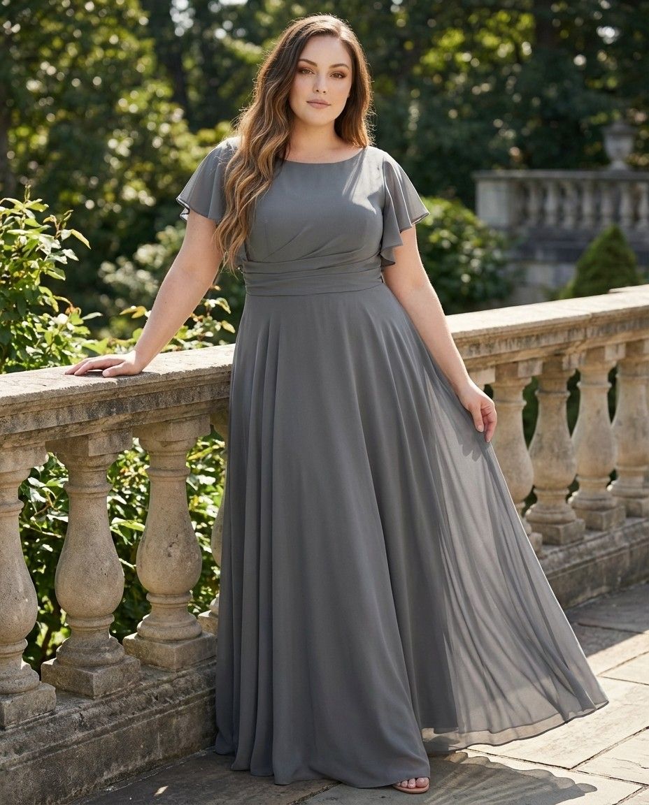 Avenleigh Plus Size Classic A-Line Chiffon Formal Bridesmaid Dress for Wedding Look - N0343