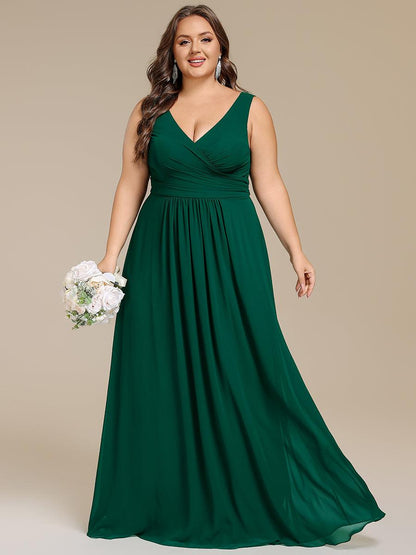 Plus Size Strapless V-Neck A-Line Lace-Up Bridesmaid Dress