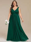 Plus Size Strapless V-Neck A-Line Lace-Up Bridesmaid Dress