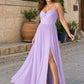 Ruched Satin Bridesmaid Dress with Open Back and Side Slit