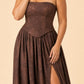 Plus Size Floral Burnout Bridesmaid Dress with Removable Straps and Lace Up Back