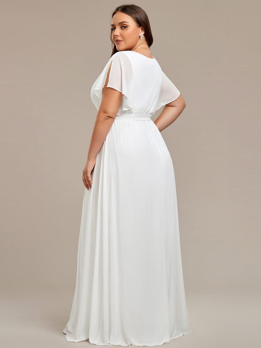 Plus Size Pleated Tie-Waist Chiffon Bridesmaid Dress
