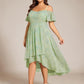 Plus Size Cold Shoulder Sweetheart Necklin Chiffon Midi Wedding Guest Dress