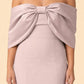 Elegant Plus Size Bridesmaid Dress with Off Shoulder Bow Detail and Slit