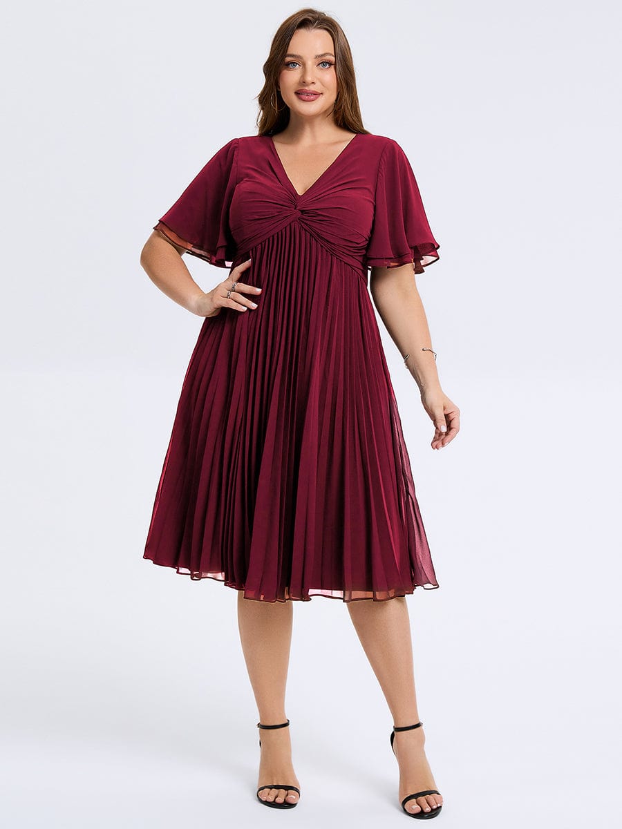 Plus Size Pleated Chiffon Wedding Guest Dress