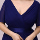 Plus Size Simple Empire Waist Flutter Sleeve Evening Dress
