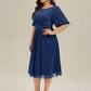 Plus Size Glitter Half Sleeve A-Line Wedding Guest Dress