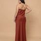 Silvarelle Romantic Sheath Stretch Satin Plus Size Bridesmaid Dress with V-Neck for Weddings - N0361