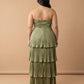 Chantarae Luxury Satin Strapless A-Line Plus Size Bridesmaid Dress with Ruffle -N0377