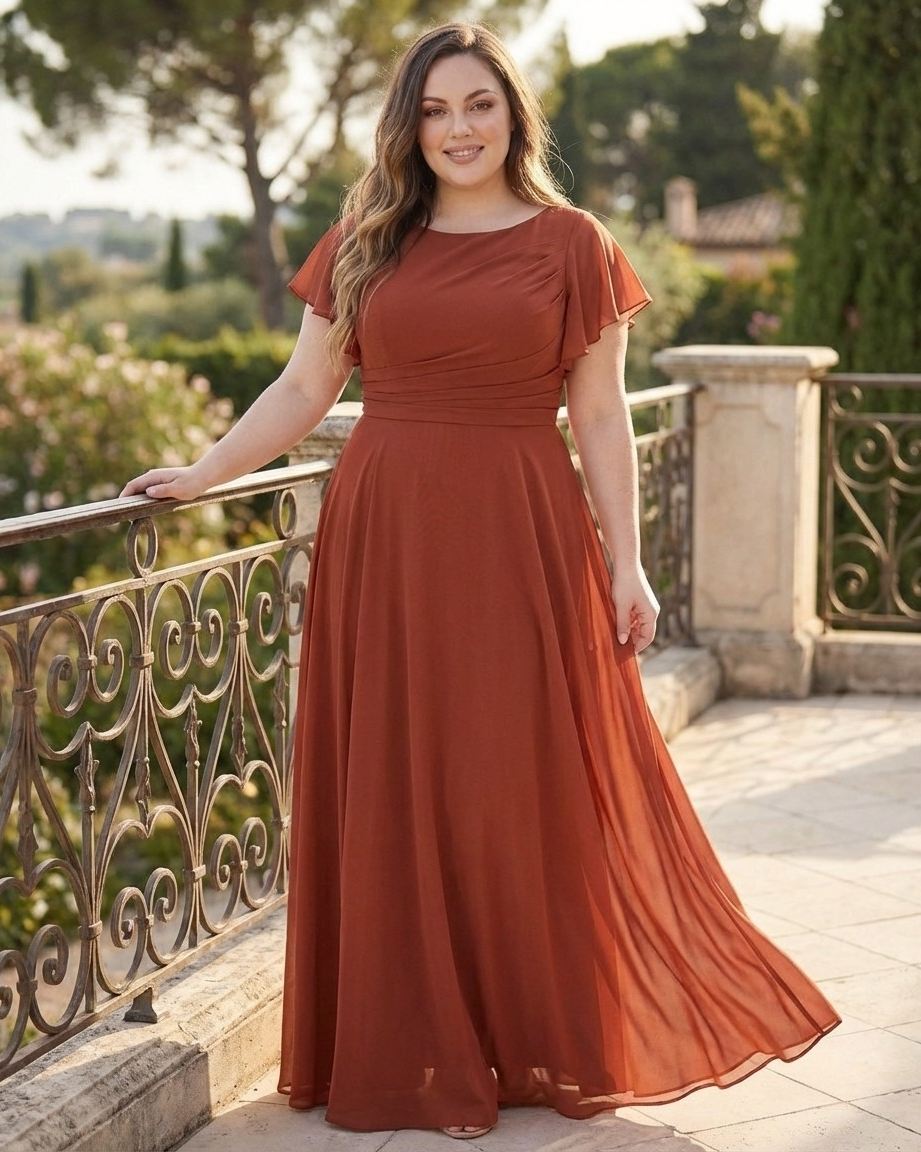 Avenleigh Plus Size Classic A-Line Chiffon Bridesmaid Dress Floor Length for Wedding - N0330