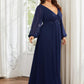 Stylish Plus Size Chiffon Formal Evening Dresses with Long Lantern Sleeves