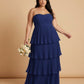 Chantarae Plus Size Off The Shoulder Mesh Bridesmaid Dress Leg Slit Curvy Friendly Sheath Gown For Wedding Party -N0370