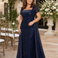 Plus Size Mother of the Bride Dress with Sequins and Flowing Cloak