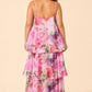 Romantic Floral A-Line Bridesmaid Dress with Flowing Tiered Skirt
