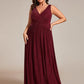 Plus Size Sleeveless V-Neck Pleated A-Line Formal Evening Dress