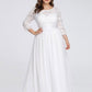 Simple Plus Size Lace Evening Dress with Half Sleeves