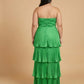 Chantarae Luxury Satin Strapless A-Line Plus Size Bridesmaid Dress with Ruffle -N0377