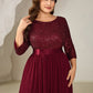 Plus Size  Sequin 3/4 Sleeves Evening Dress