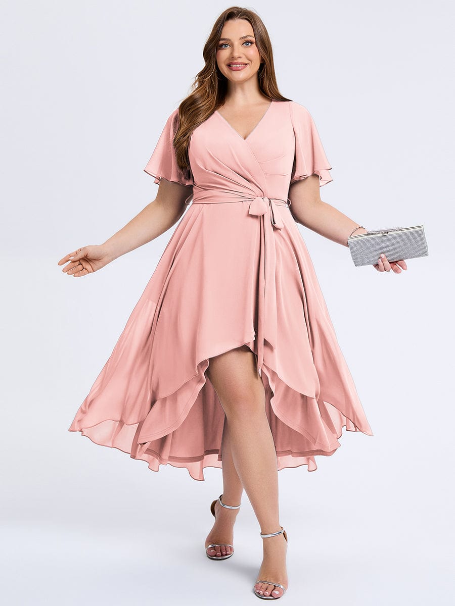 Plus Size Tie Knot Chiffon Wedding Guest Dress